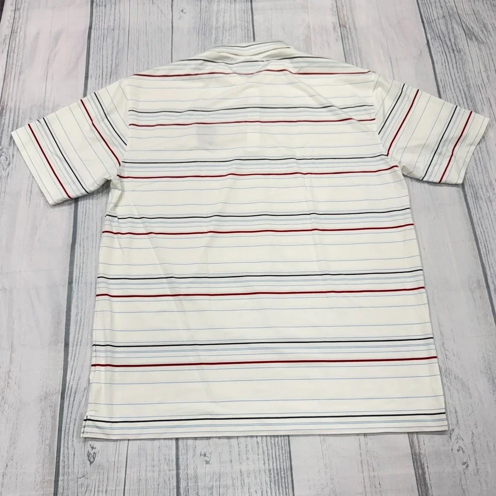 Nike Golf Polo Shirt XL White Stripe Fit Dry Pebble Beach Golf Links Mens